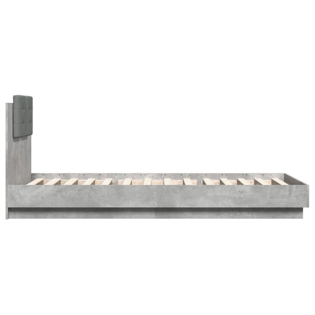 Cadre de lit avec LED sans matelas gris béton 100x200 cm - XIOS