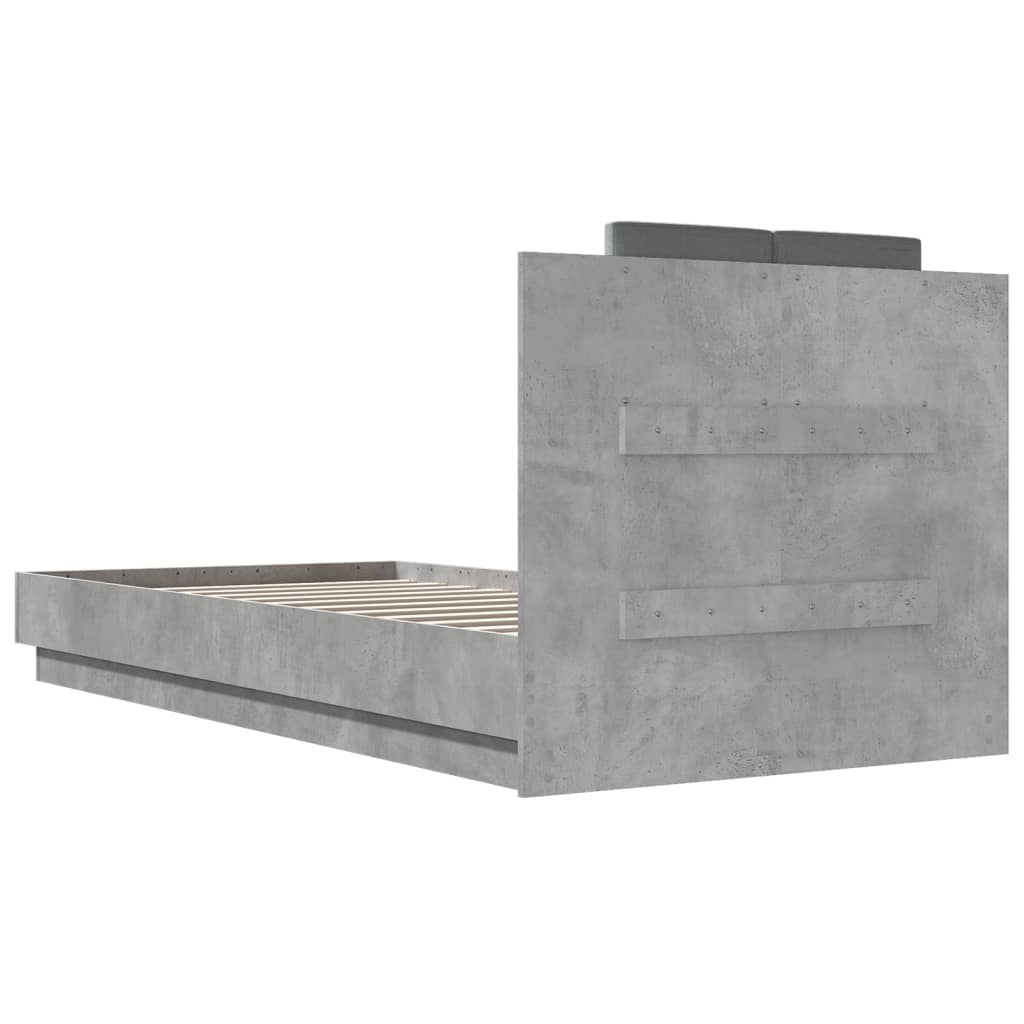 Cadre de lit avec LED sans matelas gris béton 100x200 cm - XIOS
