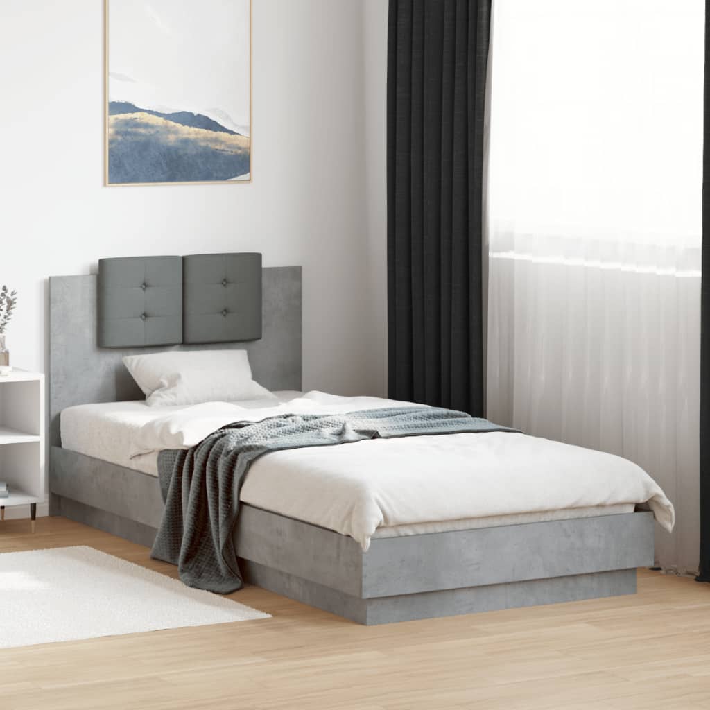 Cadre de lit avec LED sans matelas gris béton 100x200 cm - XIOS