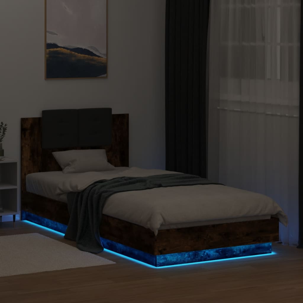 Cadre de lit avec LED sans matelas chêne fumé 100x200 cm - XIOS