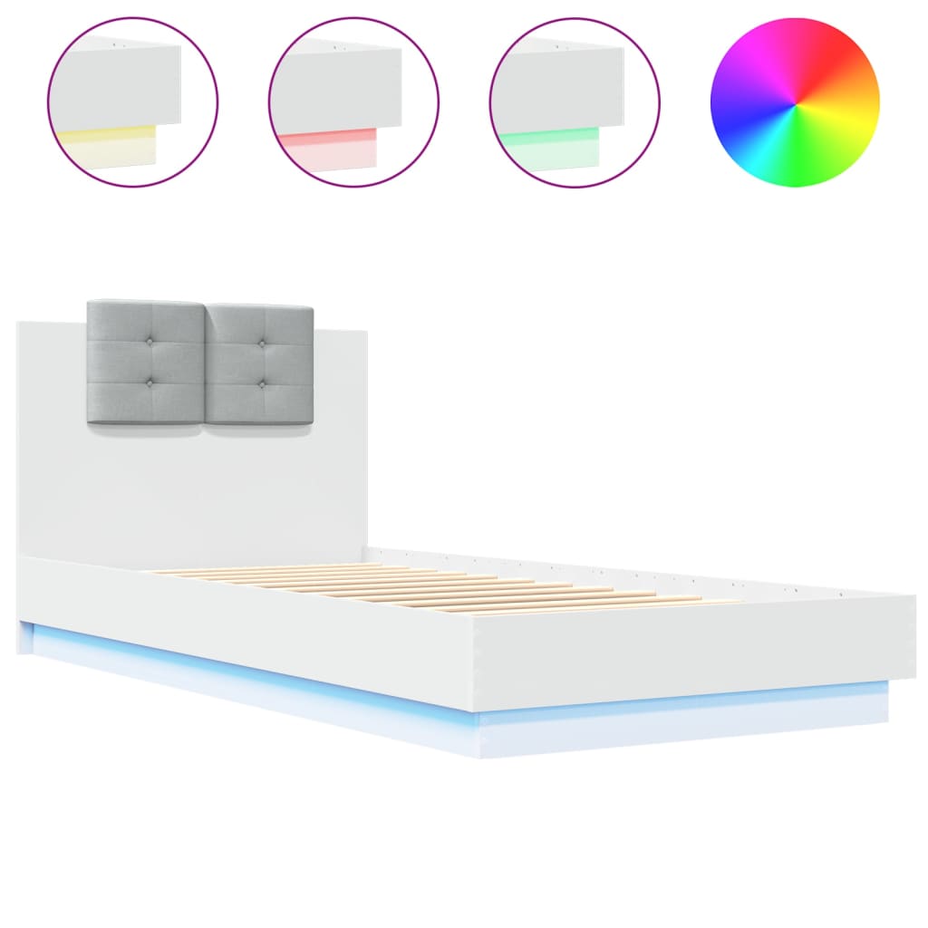 Cadre de lit avec LED sans matelas blanc 90x200 cm - XIOS