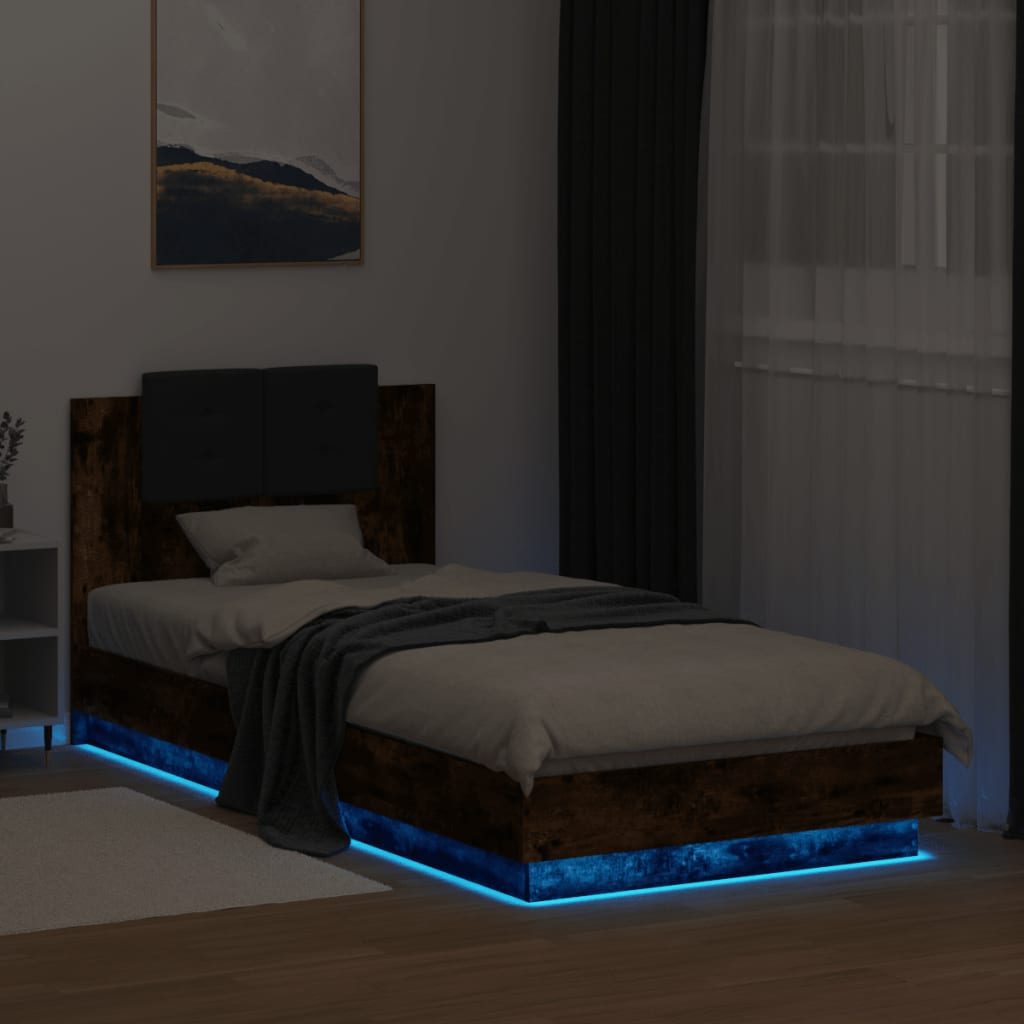 Cadre de lit avec LED sans matelas chêne fumé 90x200 cm - XIOS