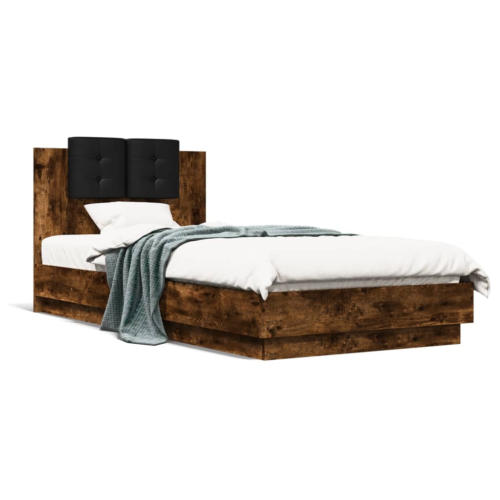Cadre de lit avec LED sans matelas chêne fumé 90x200 cm - XIOS