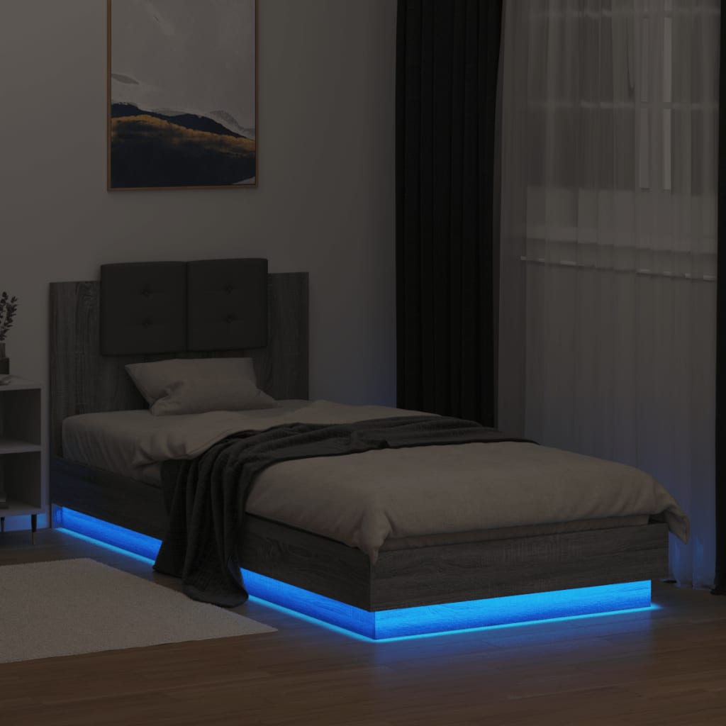 Cadre de lit avec LED sans matelas sonoma gris 90x200 cm - XIOS