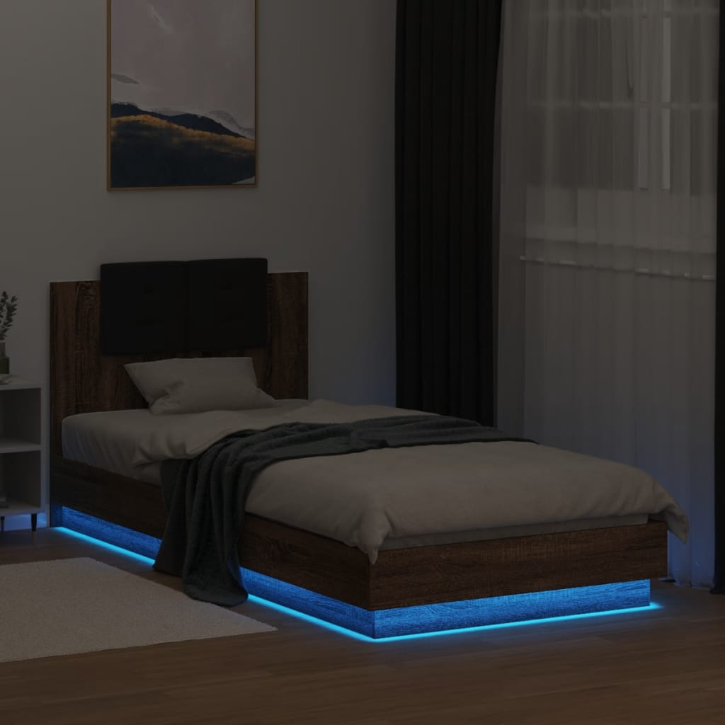 Cadre de lit avec LED sans matelas chêne marron 90x200 cm - XIOS