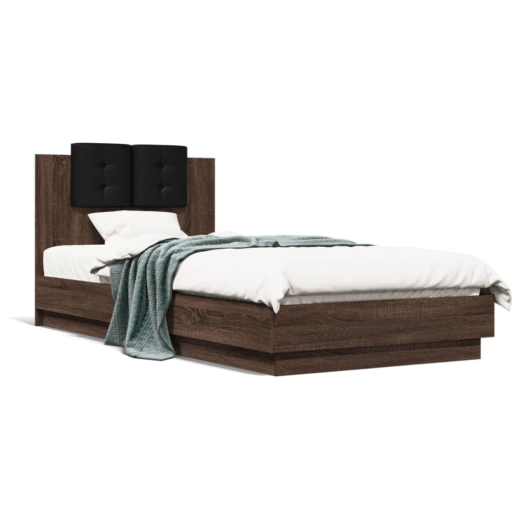 Cadre de lit avec LED sans matelas chêne marron 90x200 cm - XIOS