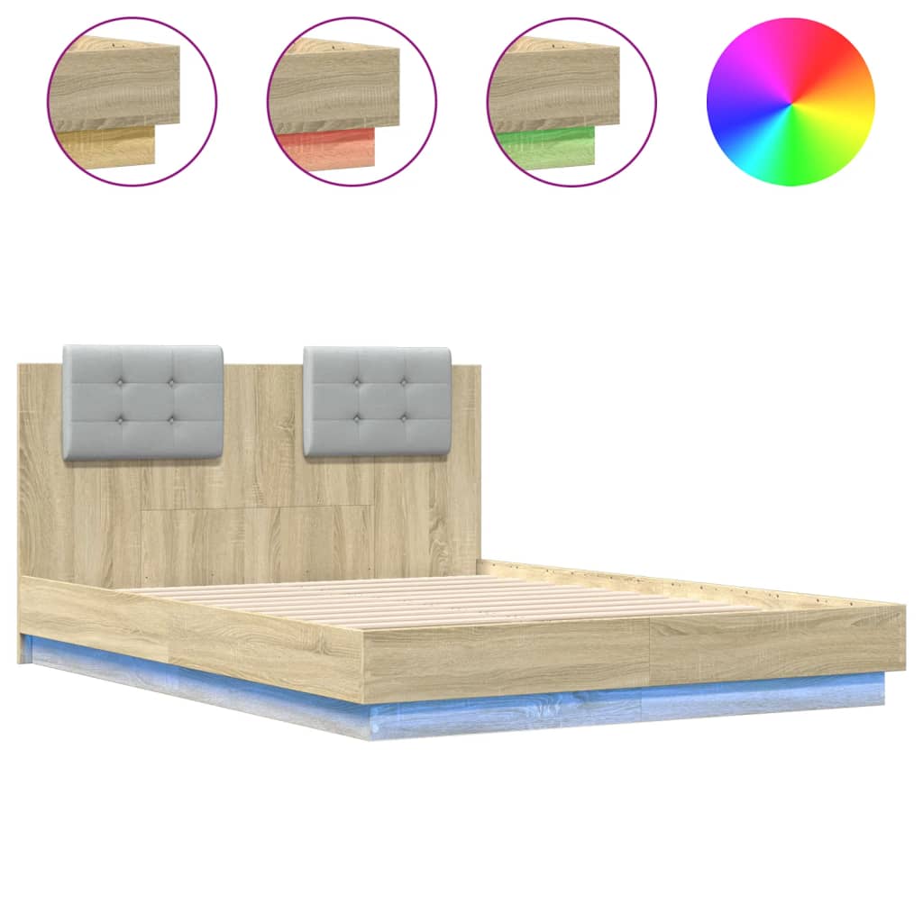 Cadre de lit avec LED sans matelas chêne sonoma 135x190 cm - XIOS