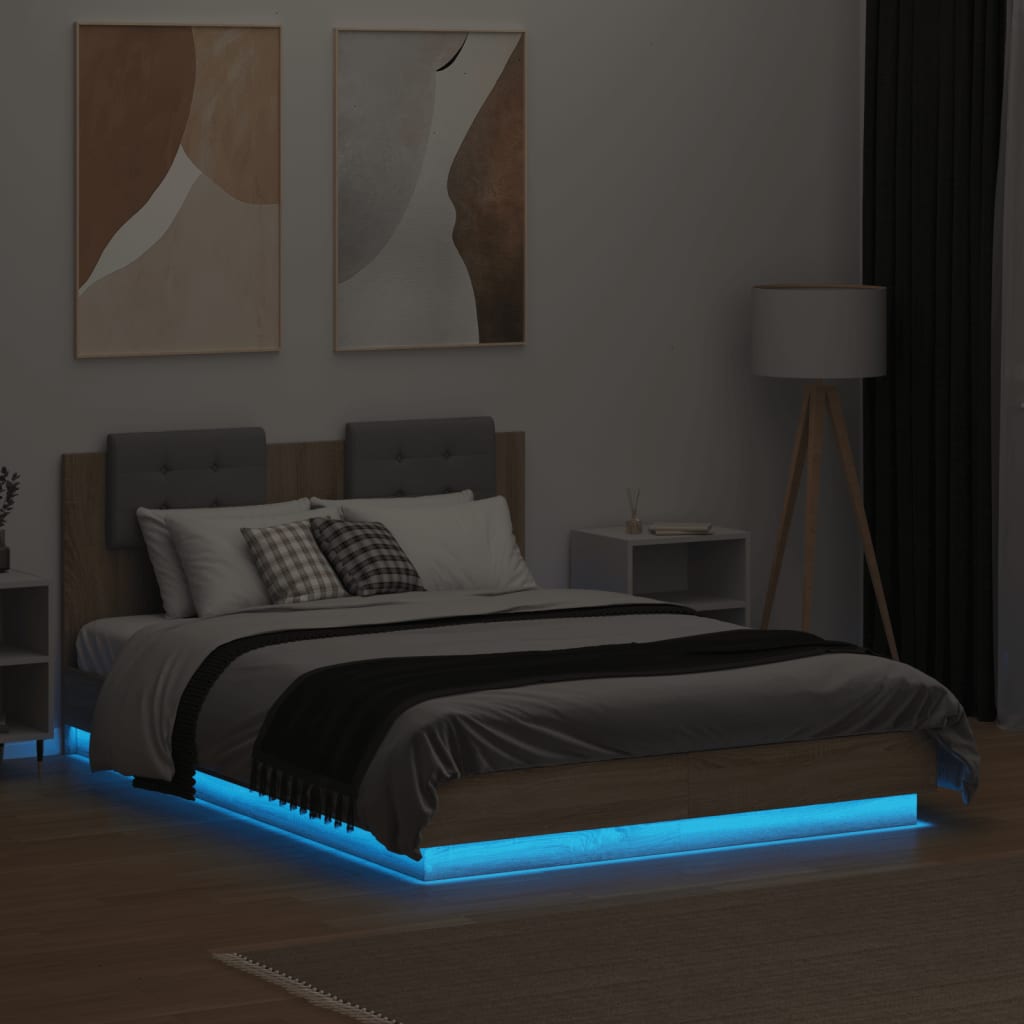 Cadre de lit avec LED sans matelas chêne sonoma 135x190 cm - XIOS
