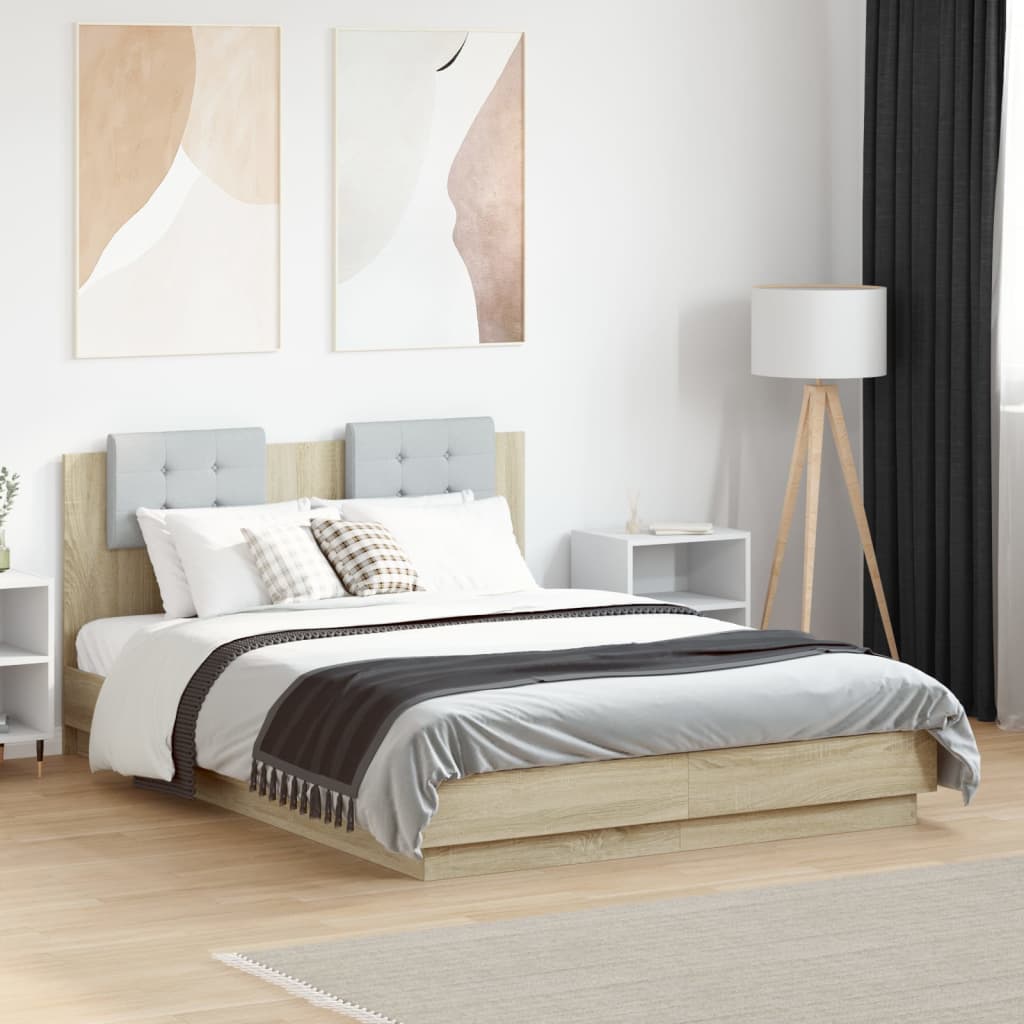 Cadre de lit avec LED sans matelas chêne sonoma 135x190 cm - XIOS