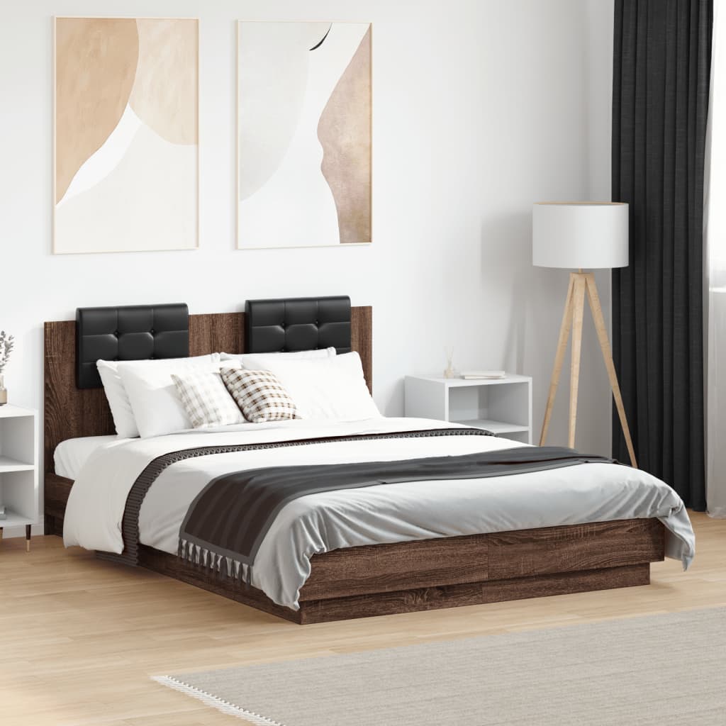 Cadre de lit avec LED sans matelas chêne marron 135x190 cm - XIOS