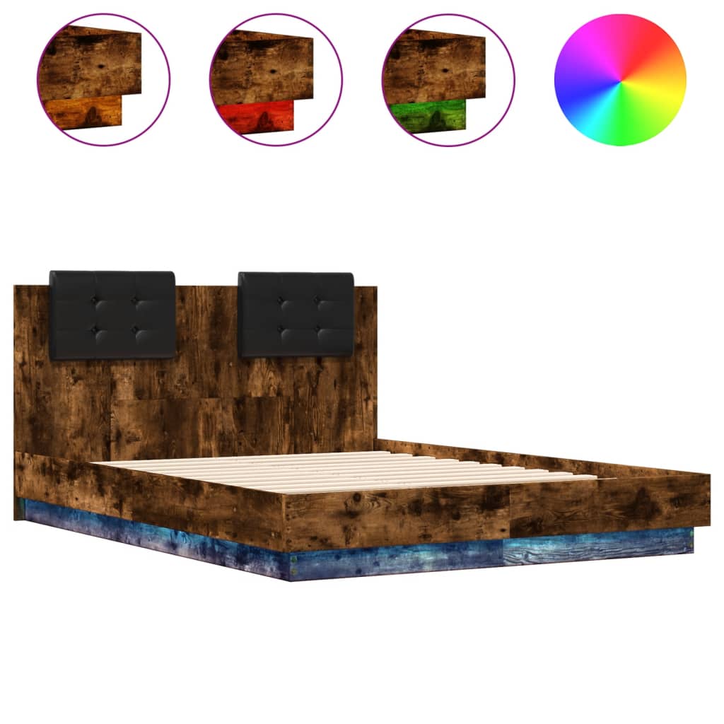 Cadre de lit avec LED sans matelas chêne fumé 120x190 cm - XIOS