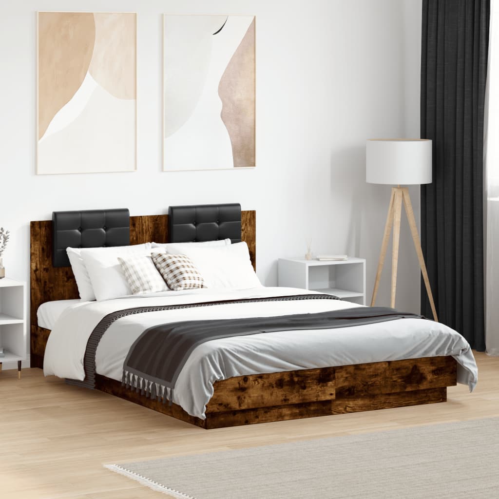Cadre de lit avec LED sans matelas chêne fumé 120x190 cm - XIOS