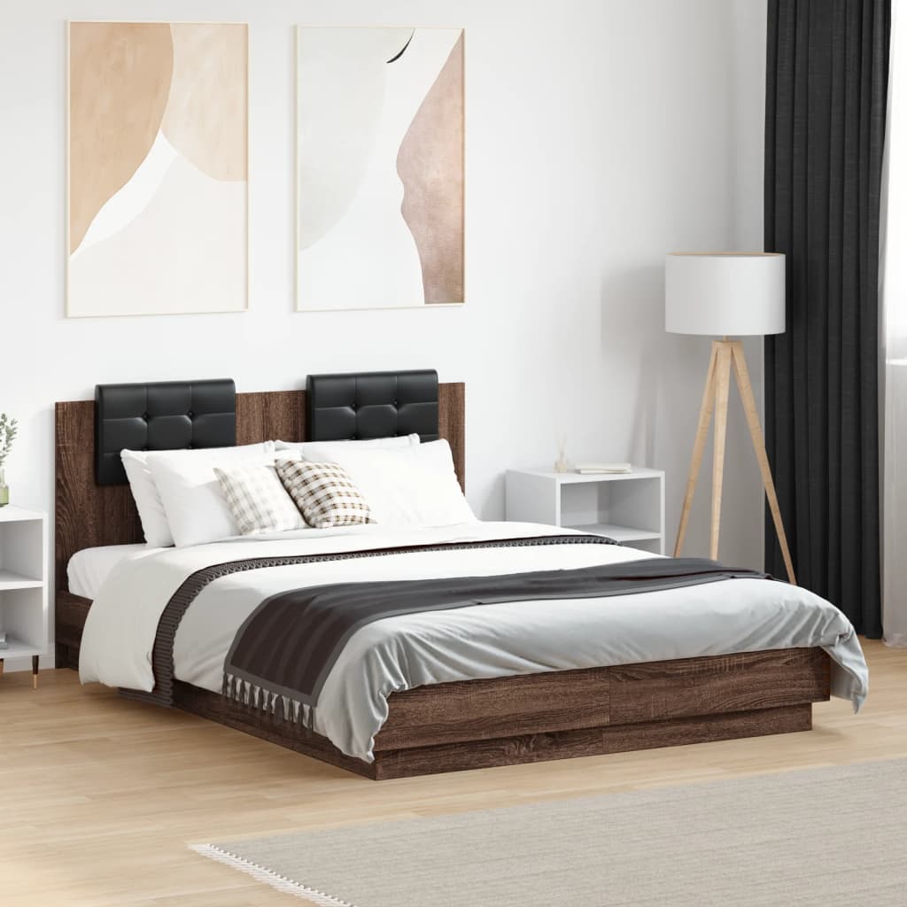 Cadre de lit avec LED sans matelas chêne marron 120x190 cm - XIOS
