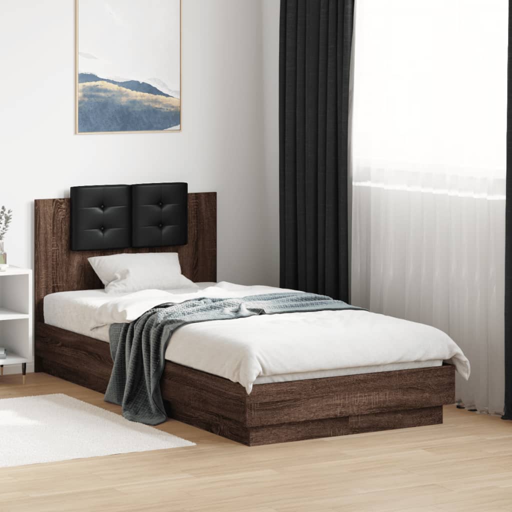 Cadre de lit avec LED sans matelas chêne marron 90x190 cm - XIOS