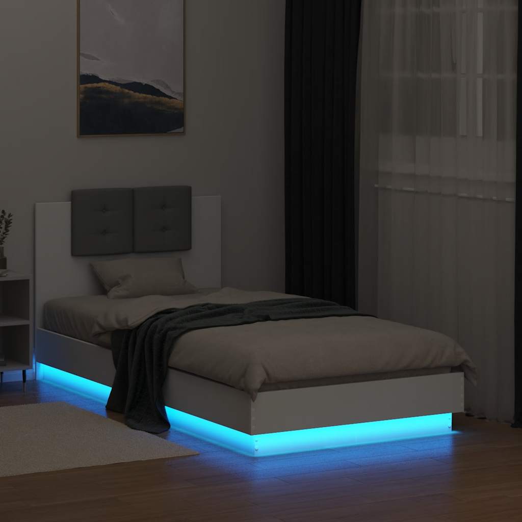 Cadre de lit avec LED sans matelas blanc 75x190 cm - XIOS