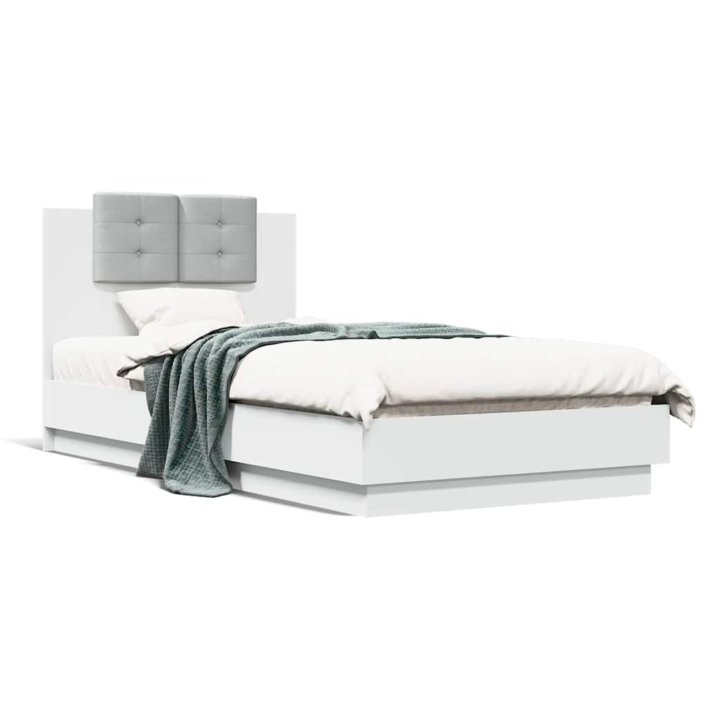 Cadre de lit avec LED sans matelas blanc 75x190 cm - XIOS
