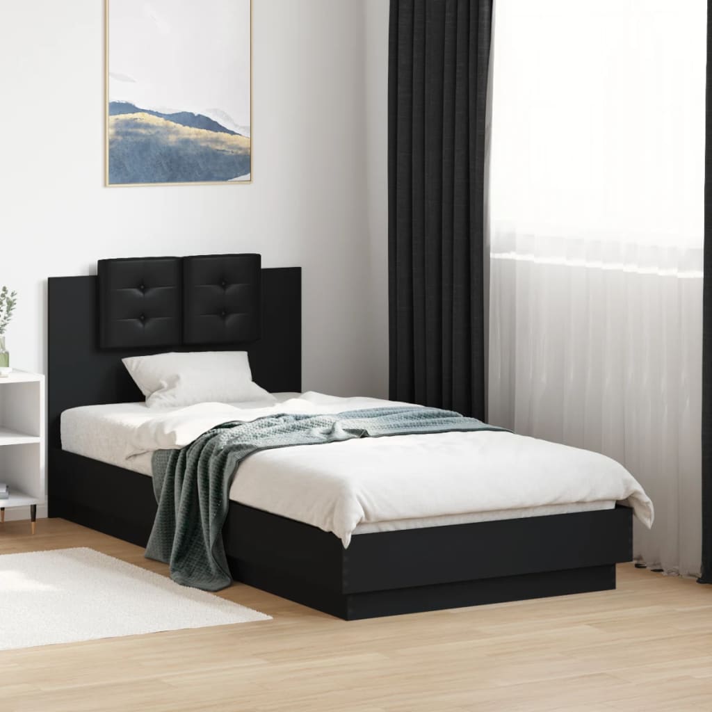 Cadre de lit avec LED sans matelas noir 75x190 cm - XIOS