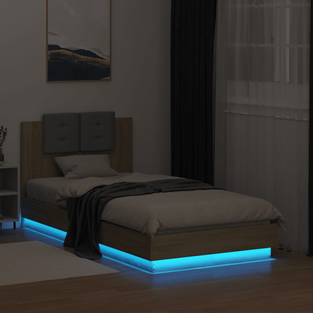 Cadre de lit avec LED sans matelas chêne sonoma 75x190 cm - XIOS