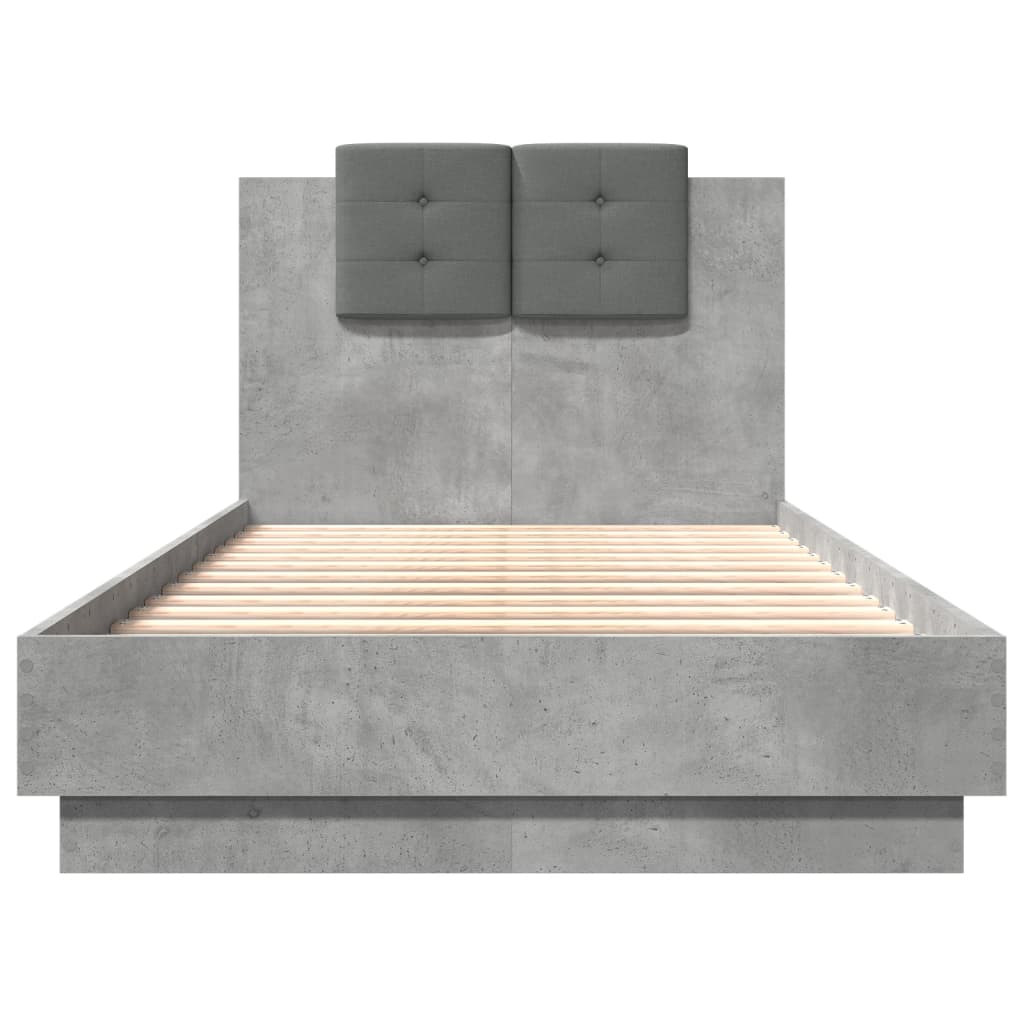 Cadre de lit avec LED sans matelas gris béton 75x190 cm - XIOS