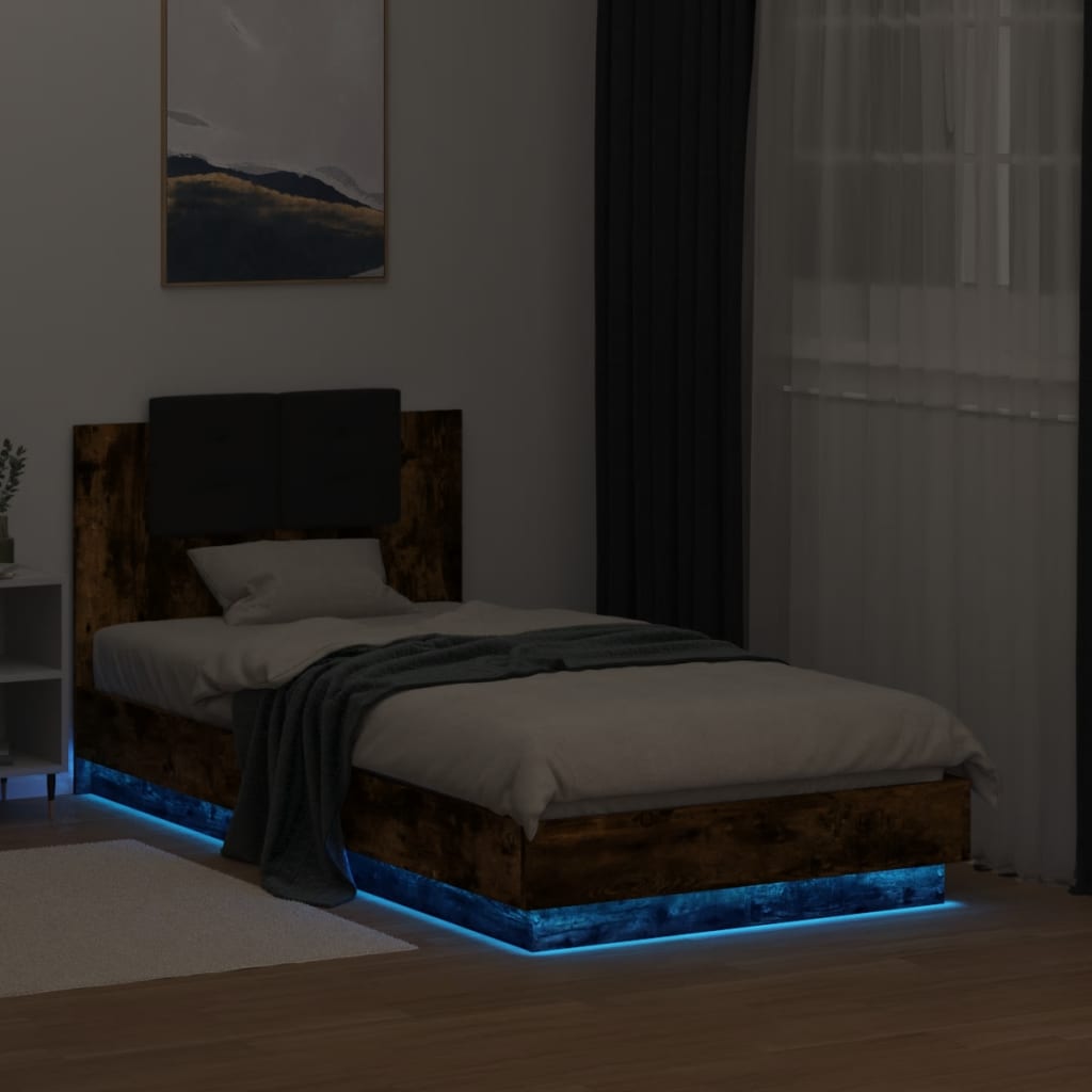 Cadre de lit avec LED sans matelas chêne fumé 75x190 cm - XIOS
