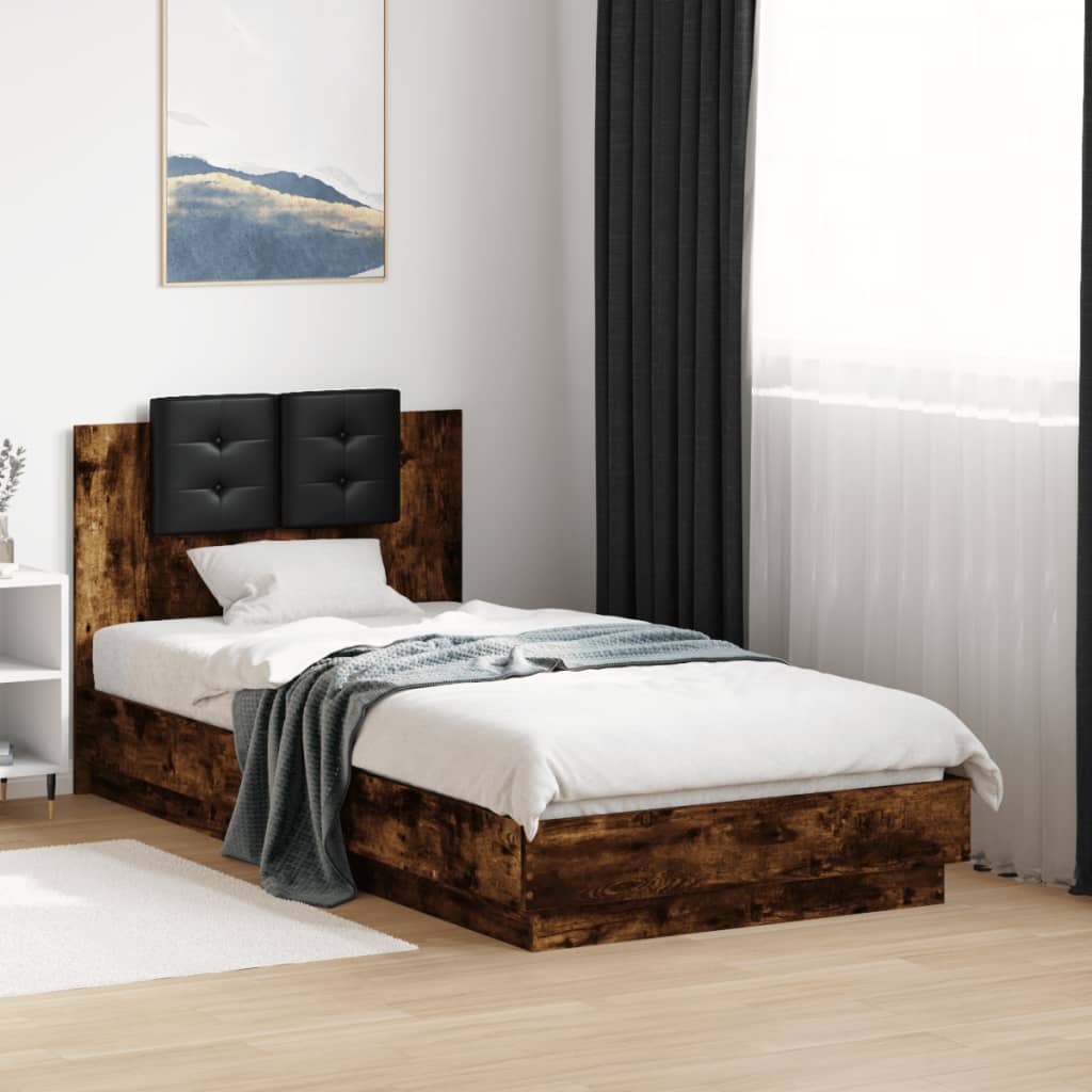 Cadre de lit avec LED sans matelas chêne fumé 75x190 cm - XIOS