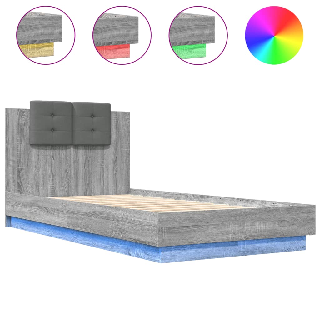 Cadre de lit avec LED sans matelas sonoma gris 75x190 cm - XIOS