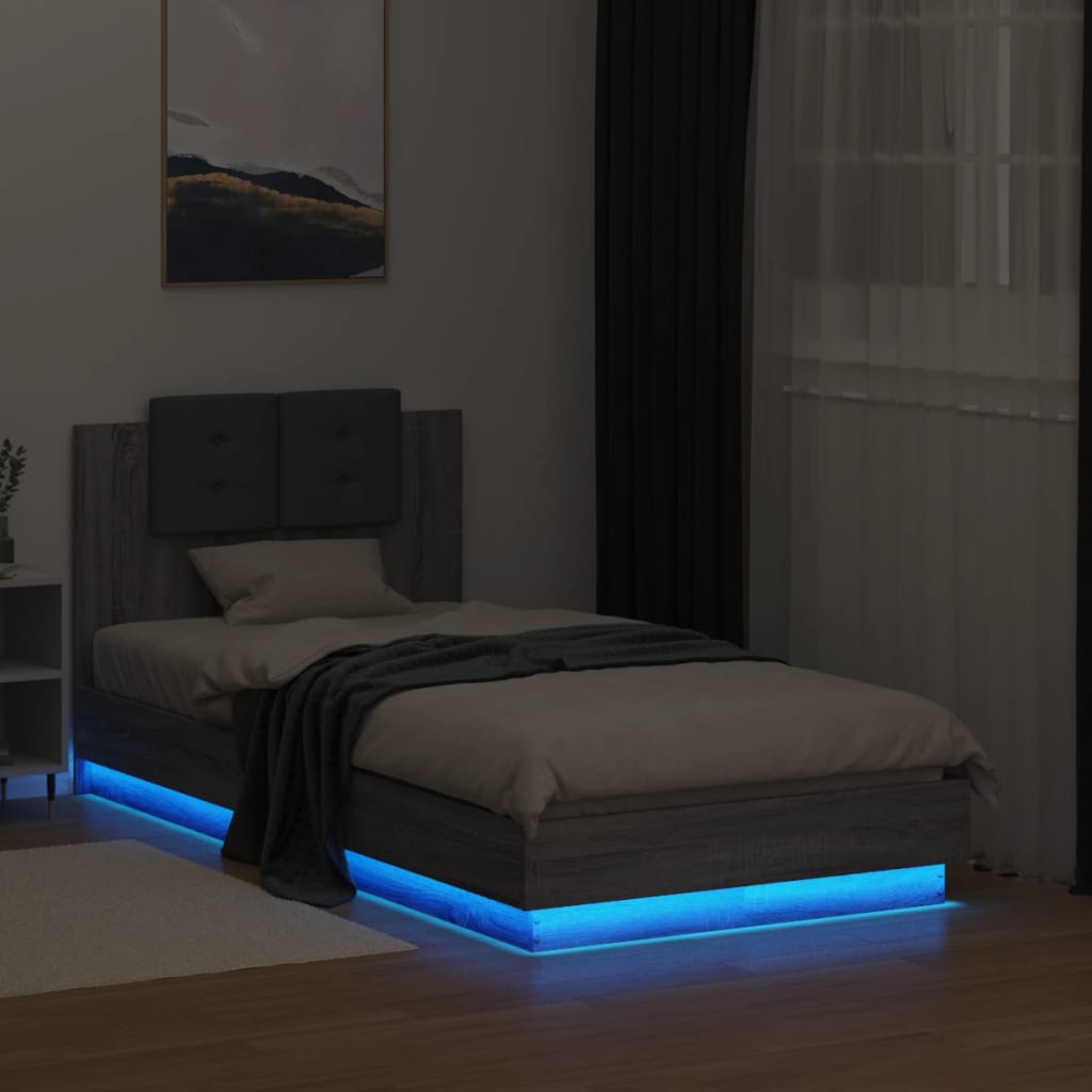 Cadre de lit avec LED sans matelas sonoma gris 75x190 cm - XIOS