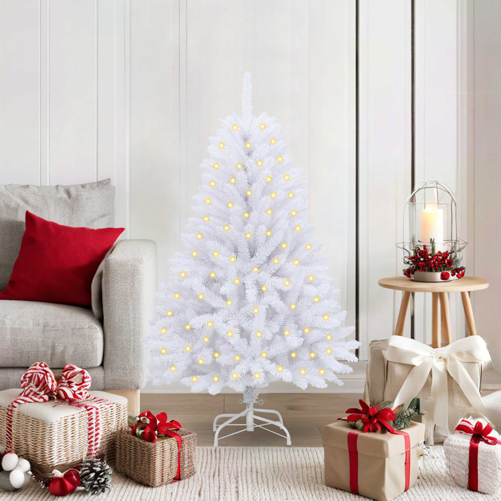 Sapin de Noël artificiel avec 150 LED Blanc 120 cm PVC et métal - XIOS