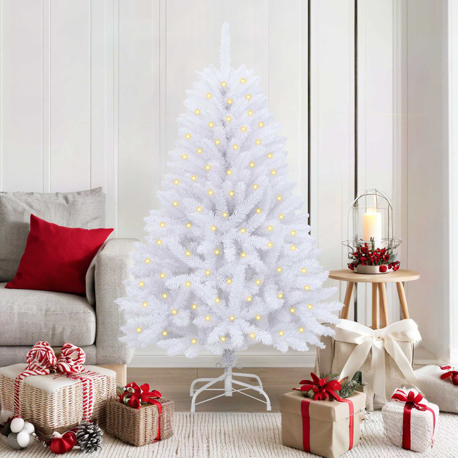 Sapin de Noël artificiel avec 150 LED Blanc 150 cm PVC et métal - XIOS