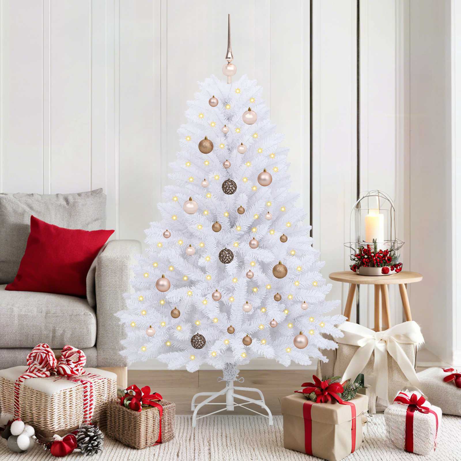 Sapin de Noël artificiel Blanc 80 x 80 x 150 cm PVC et métal - XIOS