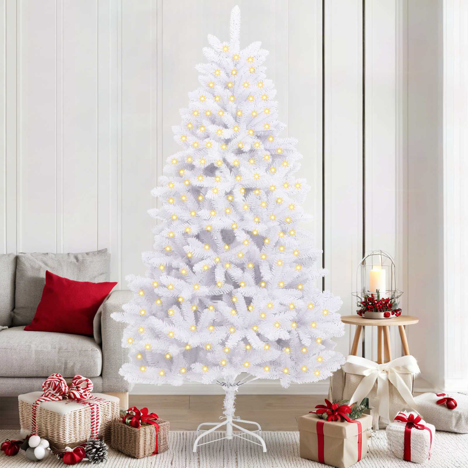Sapin de Noël artificiel avec 300 LED Blanc 210 cm PVC et métal - XIOS
