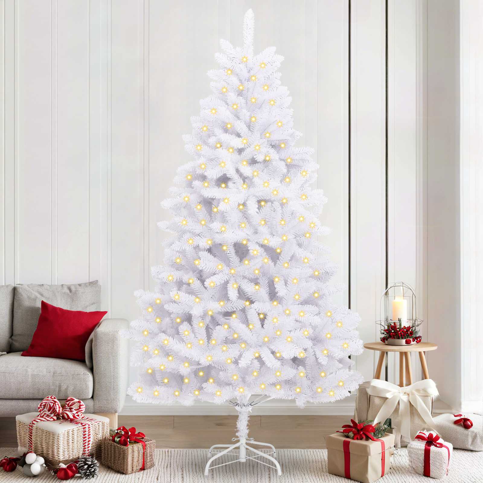 Sapin de Noël artificiel avec 300 LED Blanc 240 cm PVC et métal - XIOS
