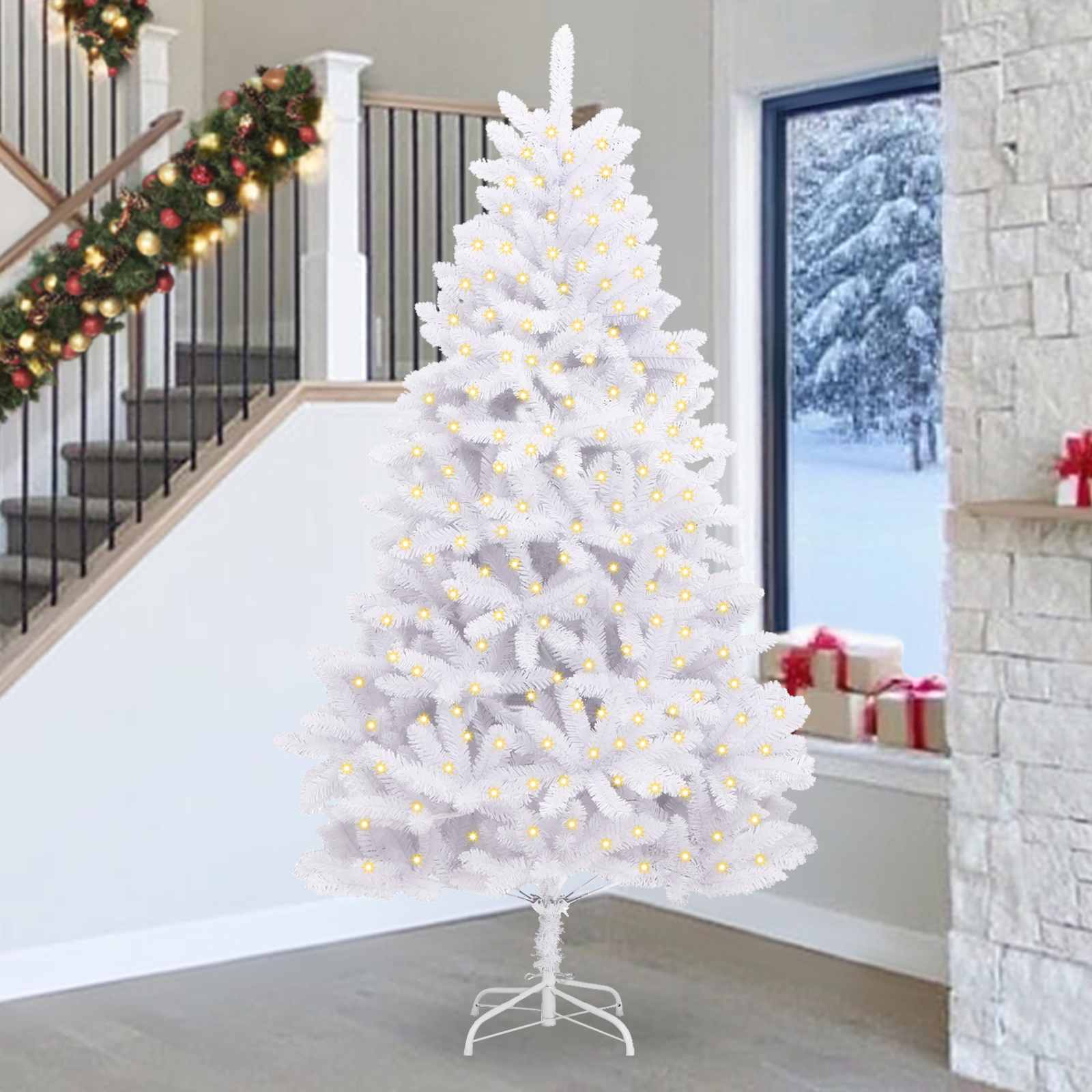 Sapin de Noël artificiel avec 300 LED Blanc 270 cm PVC et métal - XIOS