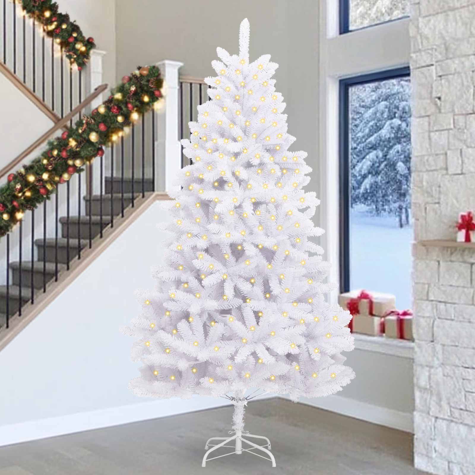 Sapin de Noël artificiel avec 300 LED Blanc 300 cm PVC et métal - XIOS