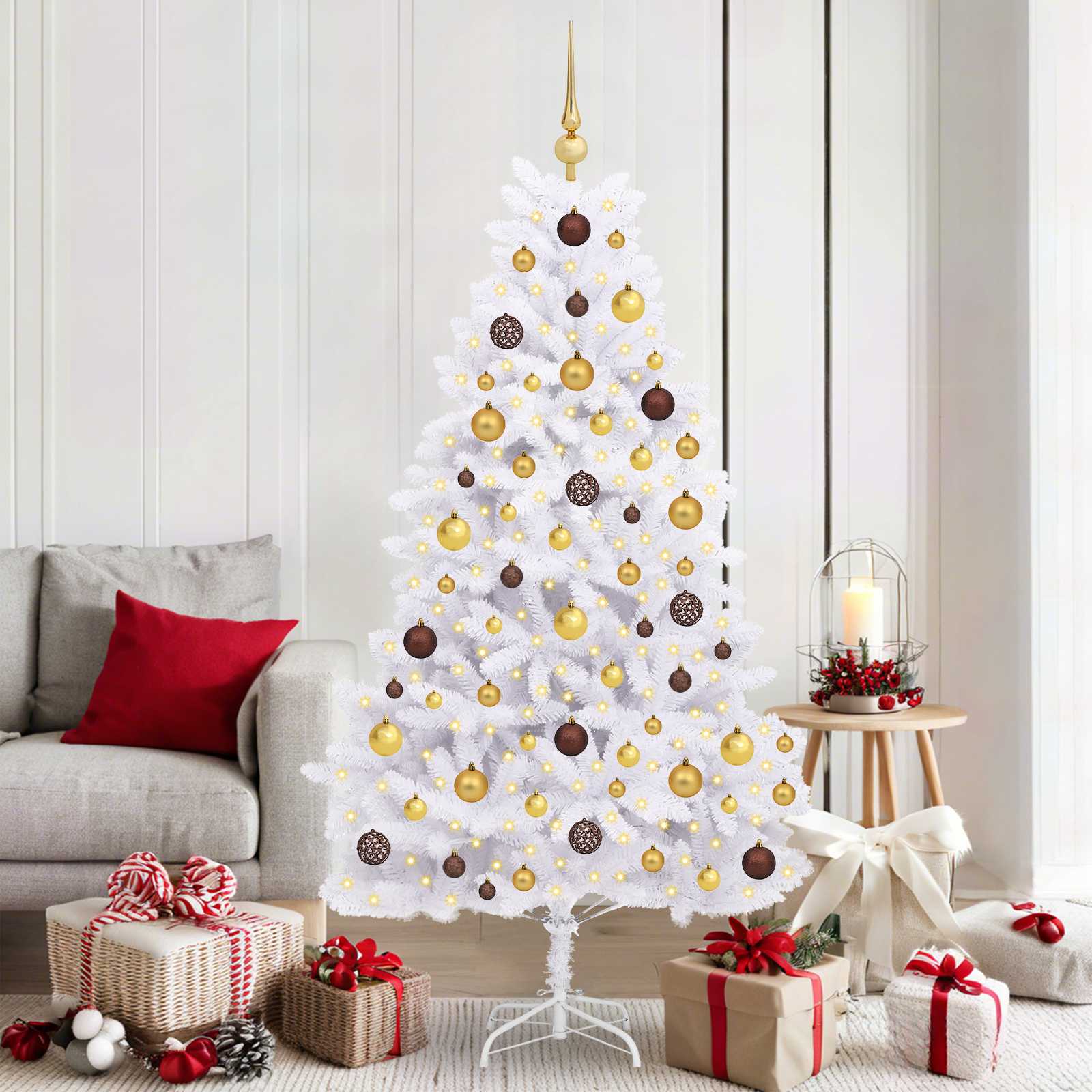 Sapin de Noël artificiel Blanc 90 x 90 x 180 cm PVC et métal - XIOS