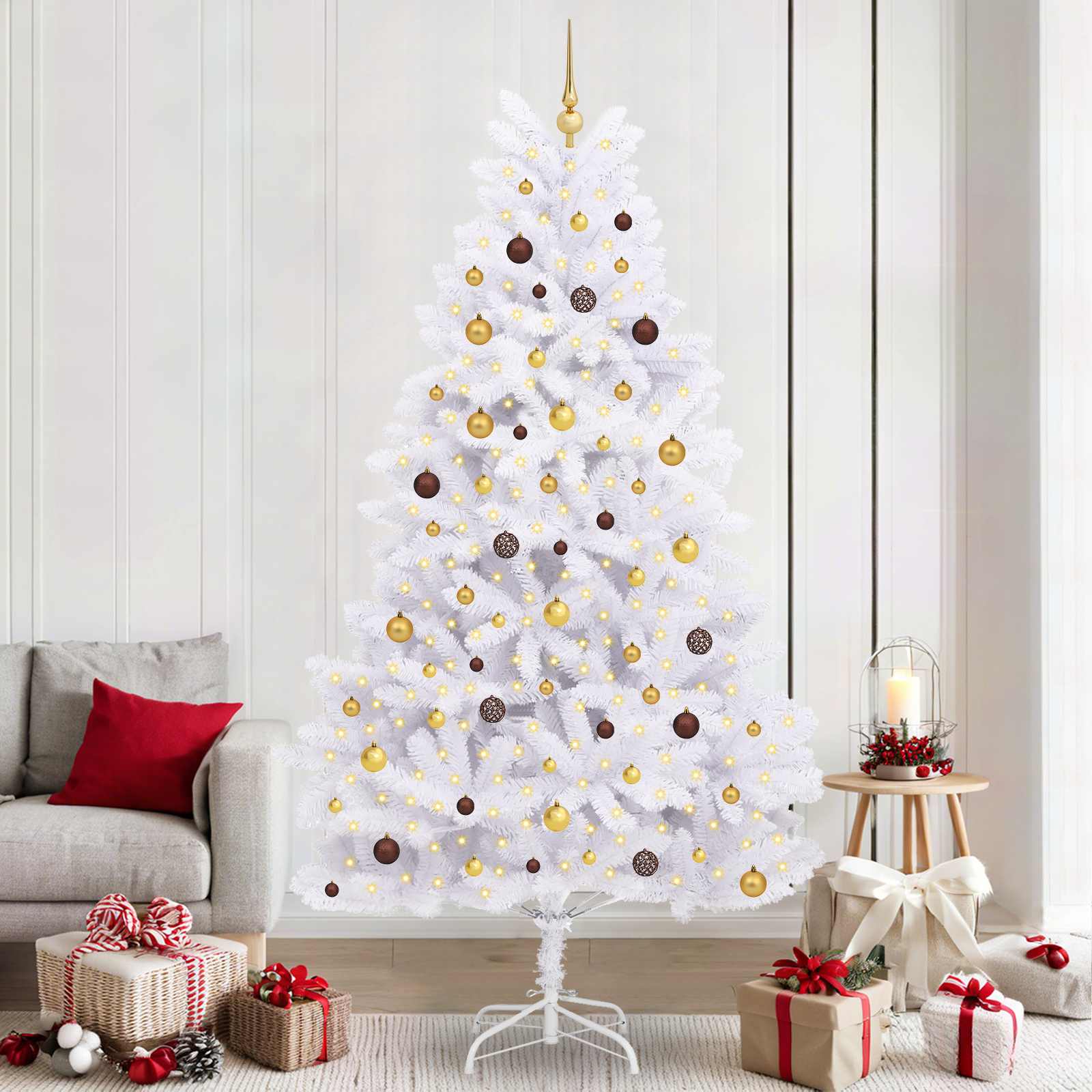 Sapin de Noël artificiel Blanc 120 x 120 x 240 cm PVC et métal - XIOS