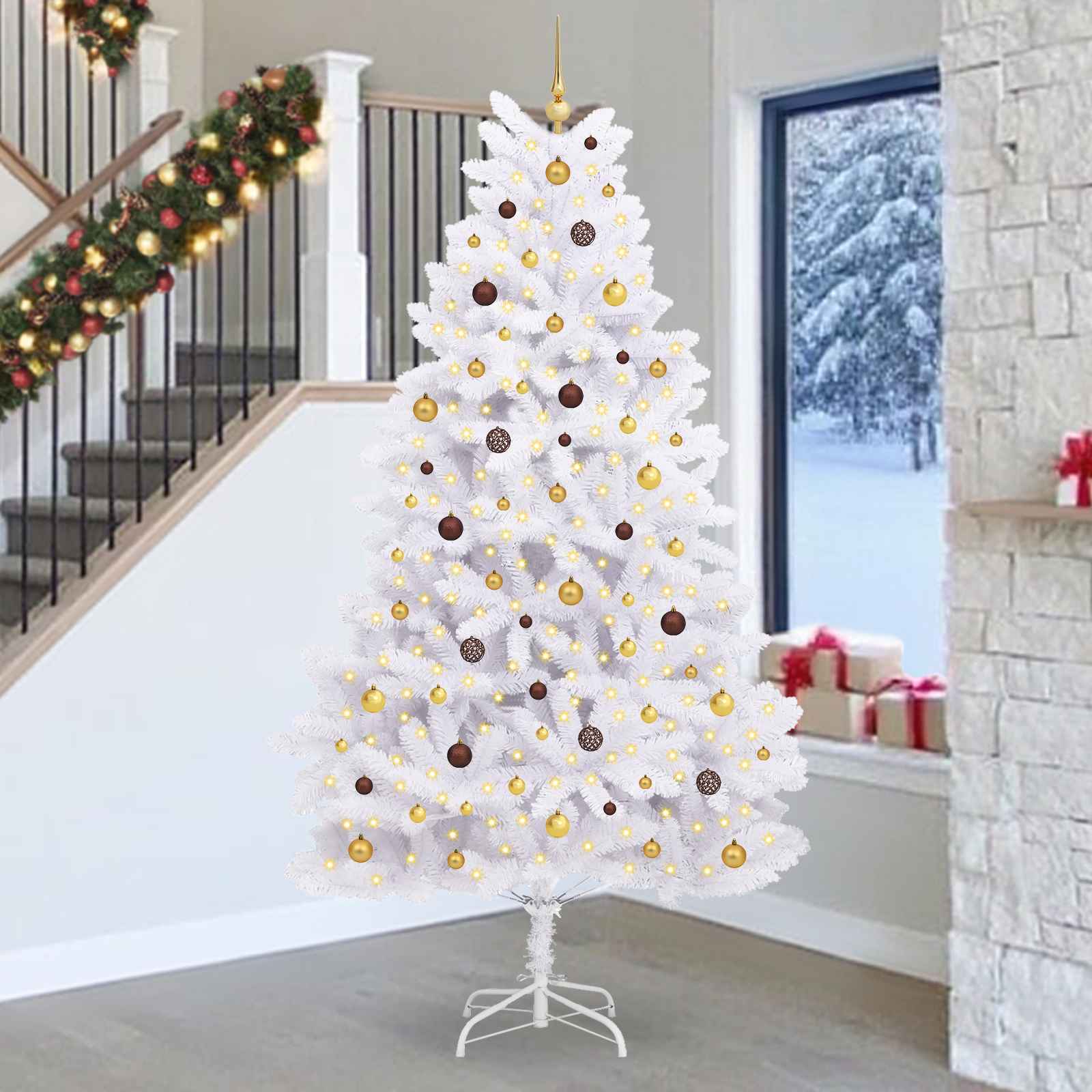 Sapin de Noël artificiel Blanc 128 x 128 x 270 cm PVC et métal