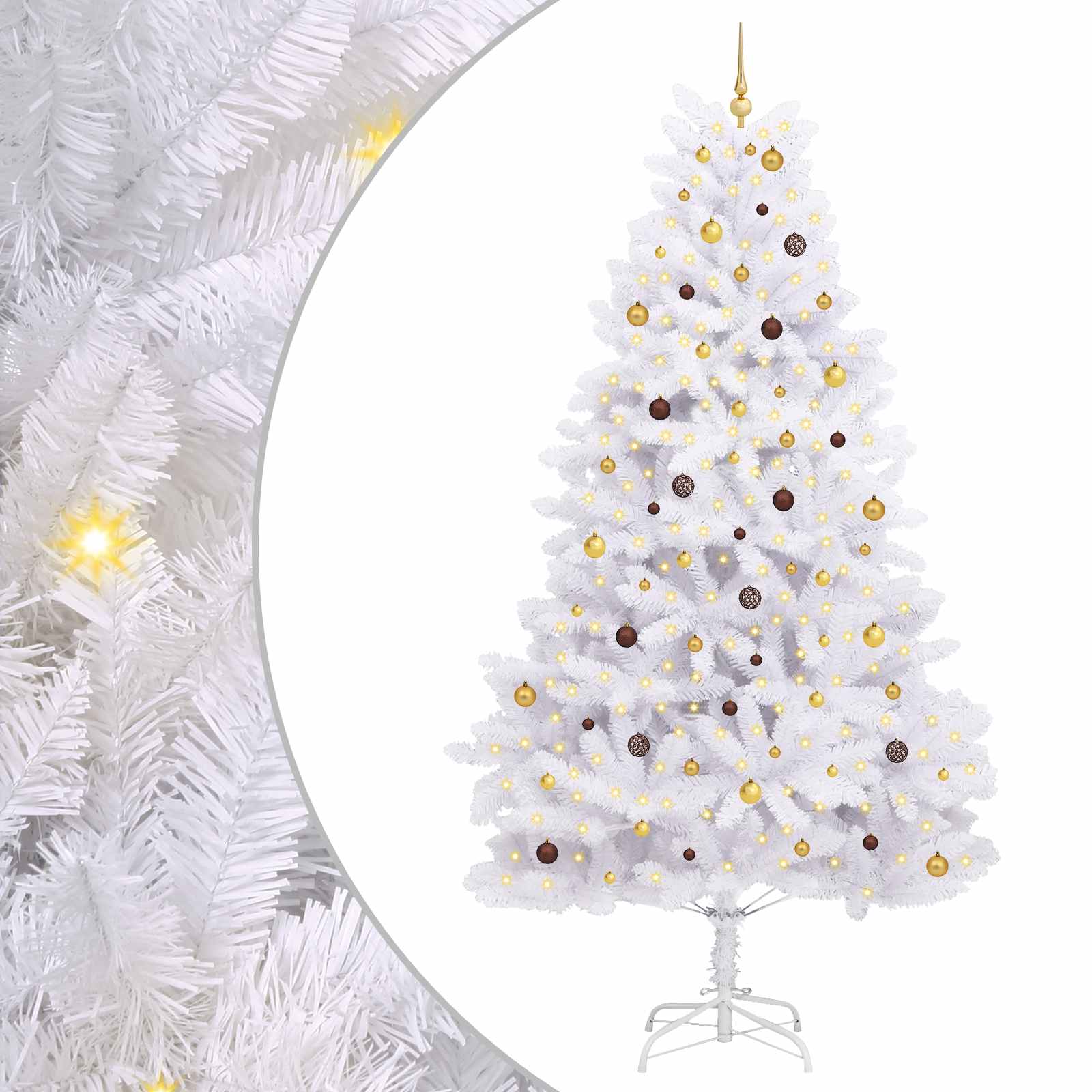 Sapin de Noël artificiel Blanc 138 x 138 x 300 cm PVC et métal