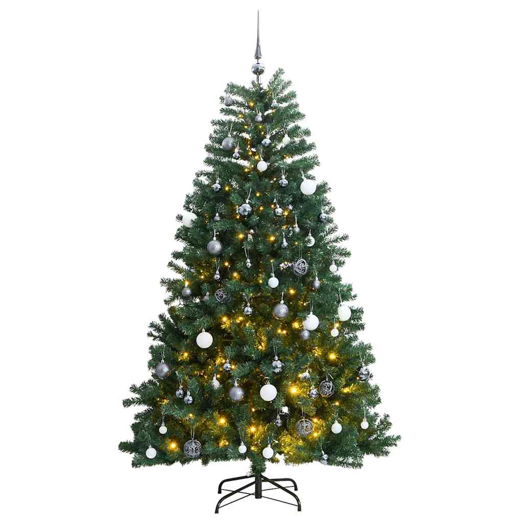 Sapin de Noël artificiel articulé 300 LED et boules 180 cm