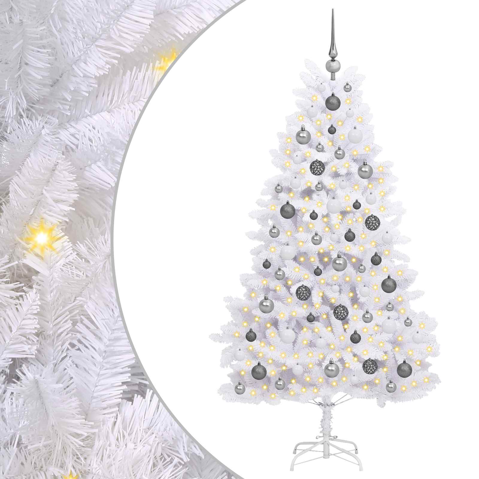 Sapin de Noël artificiel Blanc 90 x 90 x 180 cm PVC et métal - XIOS