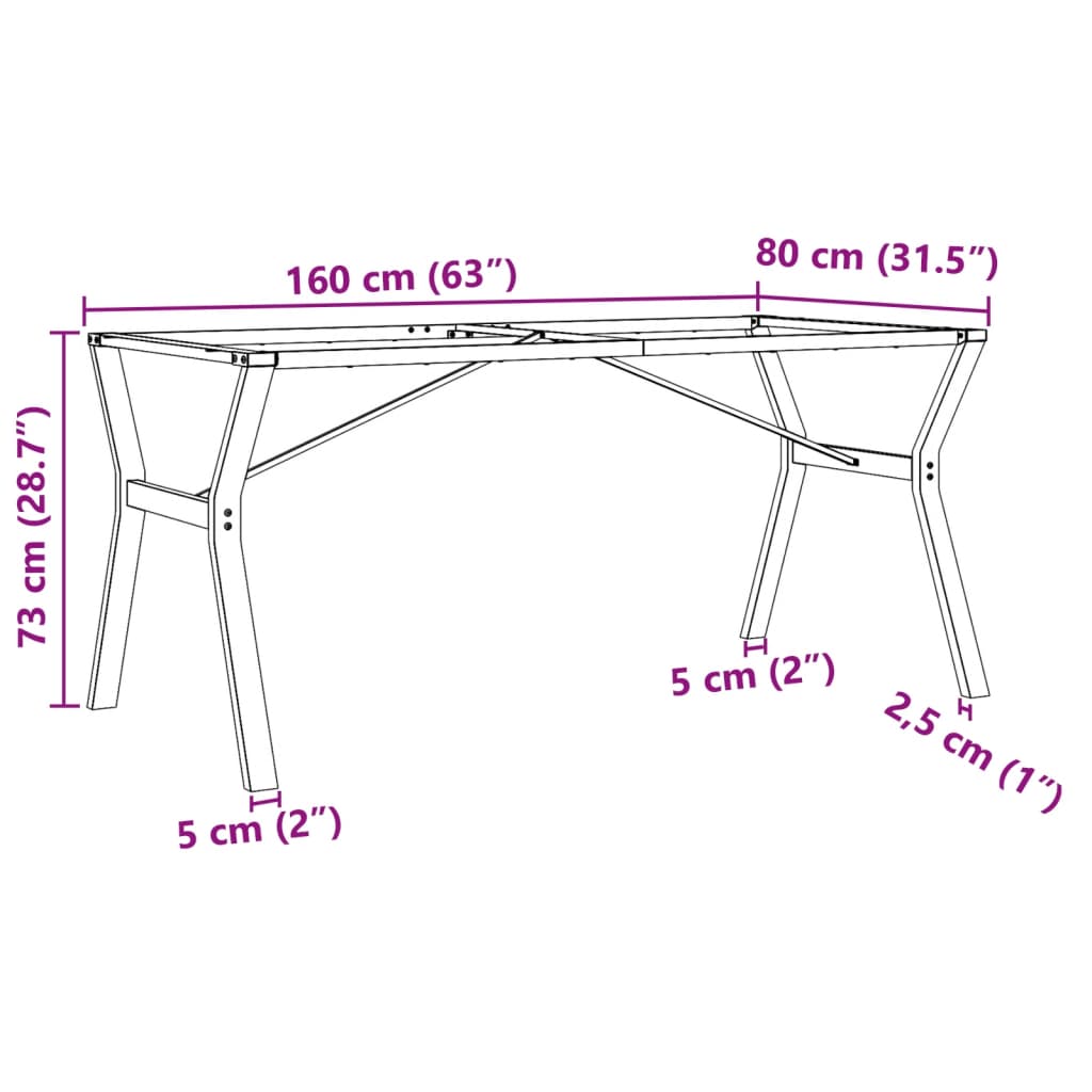 Pieds de table à manger cadre en Y 160x80x73 cm acier - XIOS