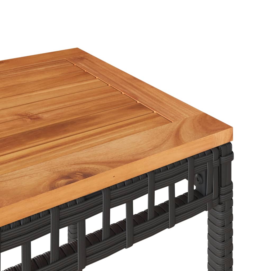 Ensemble de bistro 3 pcs et coussins noir résine tressée acacia Salons de jardin vidaXL