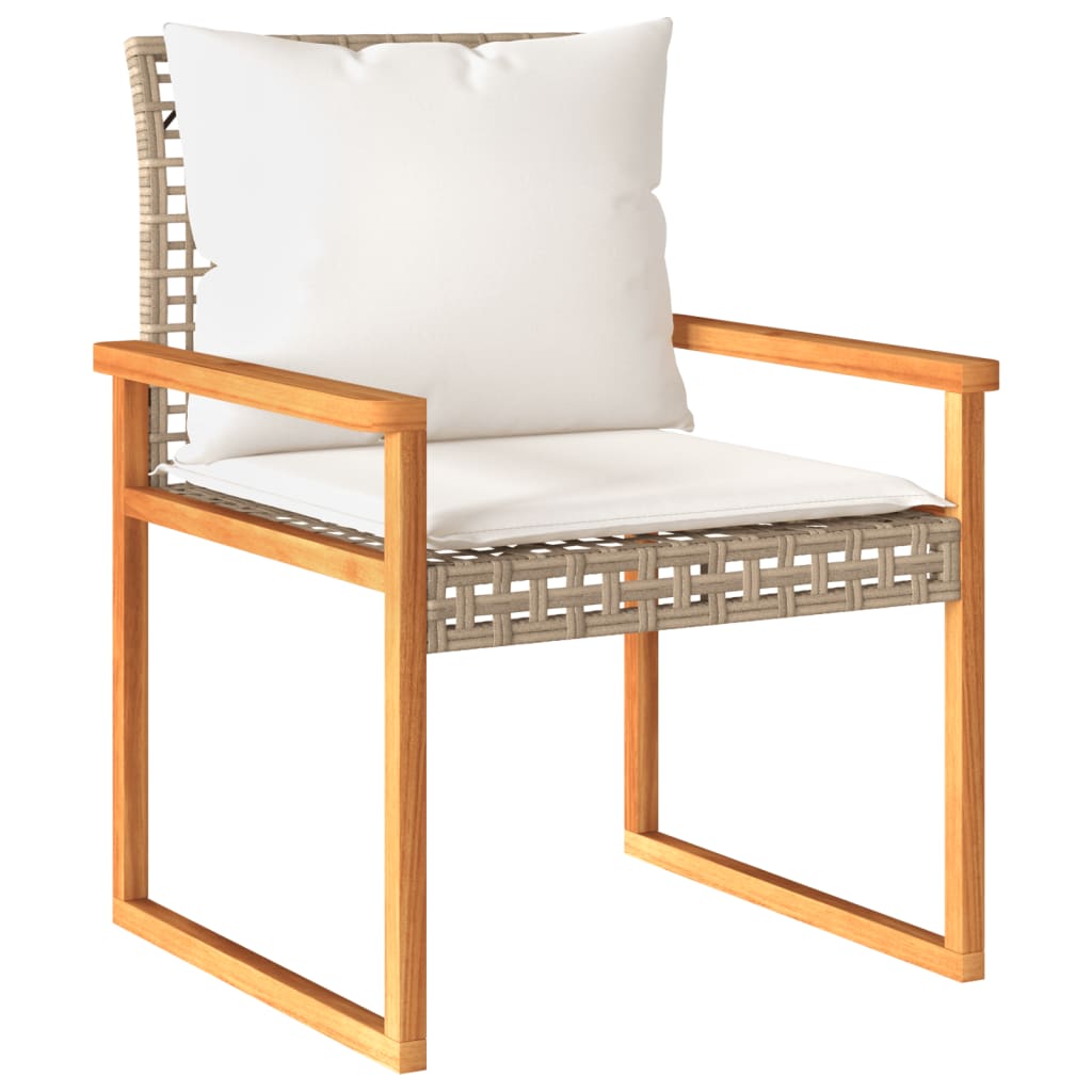 Ensemble de bistro et coussins 3 pcs mélange beige rotin acacia Salons de jardin vidaXL