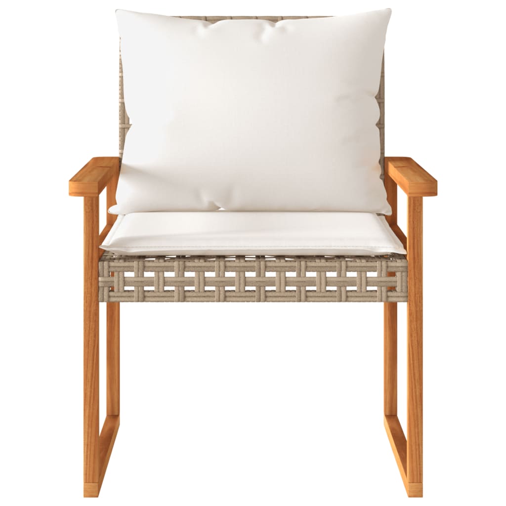 Ensemble de bistro et coussins 3 pcs mélange beige rotin acacia Salons de jardin vidaXL