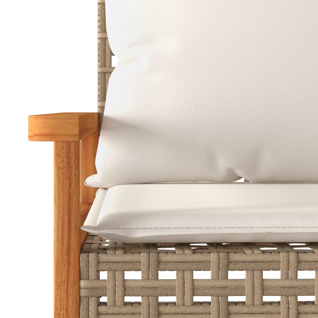 Ensemble de bistro et coussins 3 pcs mélange beige rotin acacia Salons de jardin vidaXL