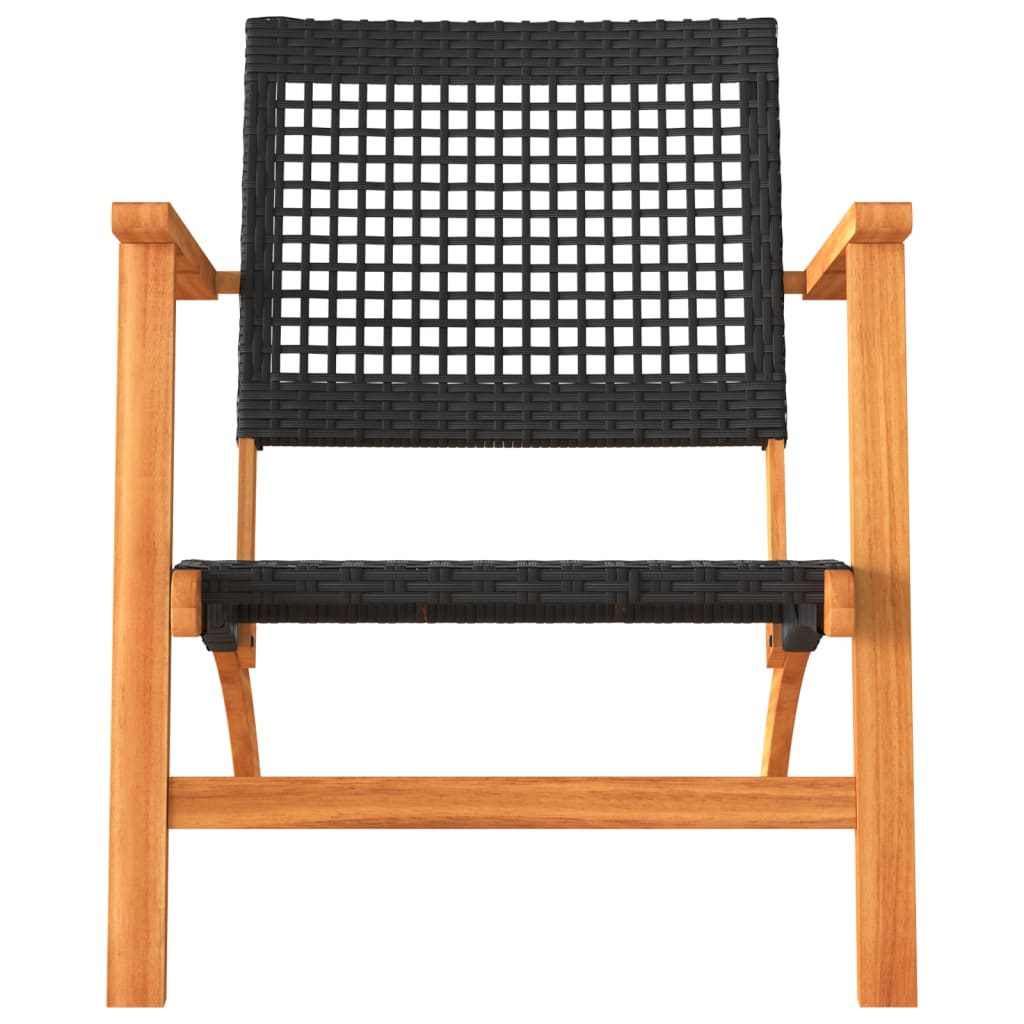Ensemble de bistro 3 pcs noir résine tressée et bois d'acacia Salons de jardin vidaXL