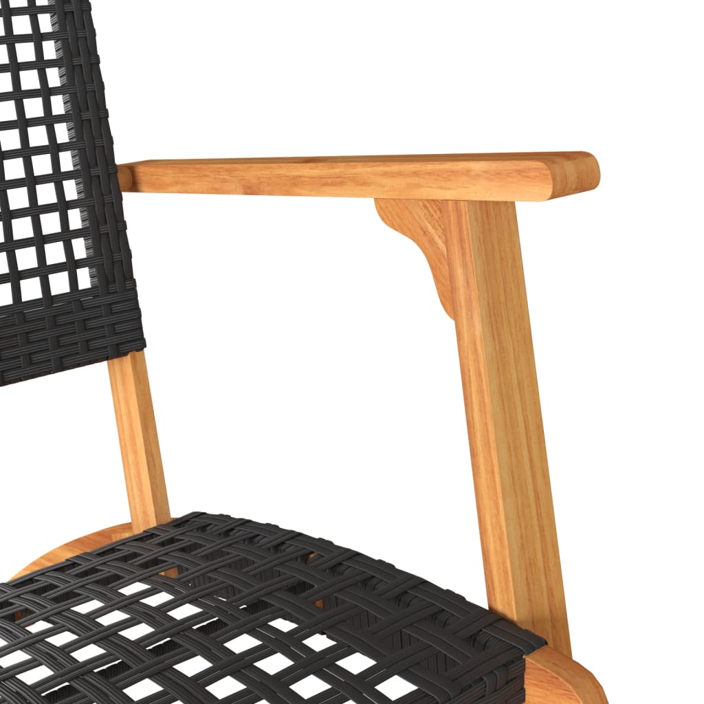 Ensemble de bistro 3 pcs noir résine tressée et bois d'acacia Salons de jardin vidaXL
