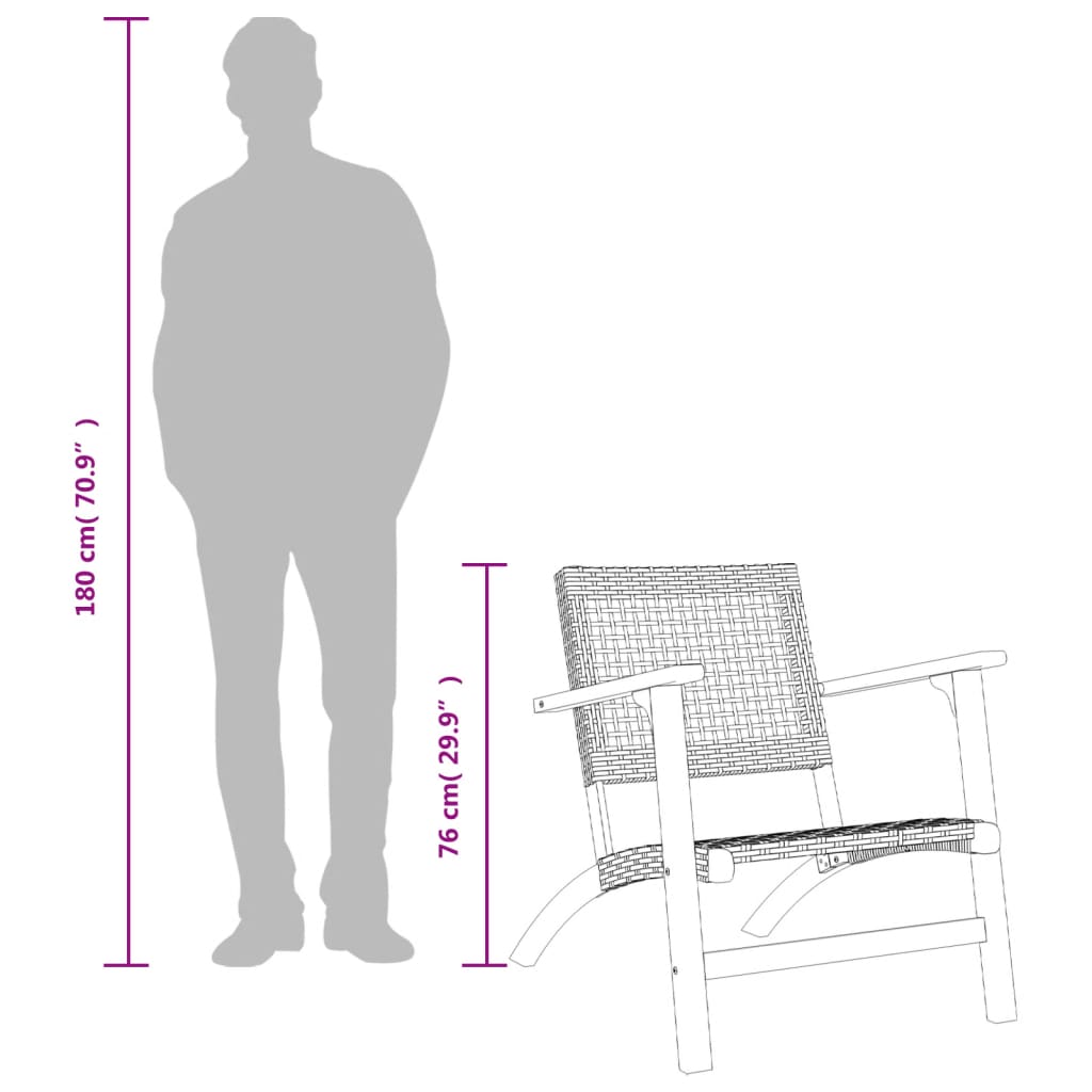 Ensemble de bistro 3 pcs noir résine tressée et bois d'acacia Salons de jardin vidaXL