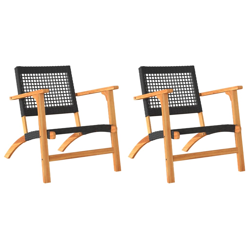 Chaises de jardin lot de 2 noir résine tressée et bois d’acacia - XIOS