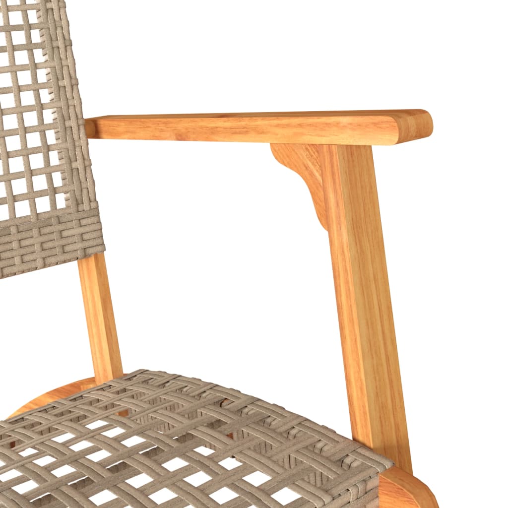 Chaises de jardin lot de 2 beige résine tressée bois d’acacia Salons de jardin vidaXL